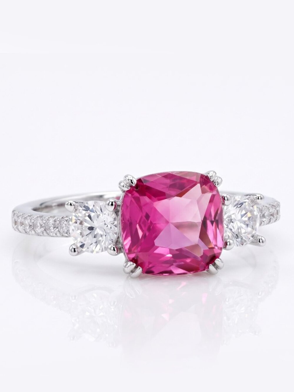 Pink Topaz Cushion Square Gemstone Ring, 925 Sterling Silver Charmed Aroma